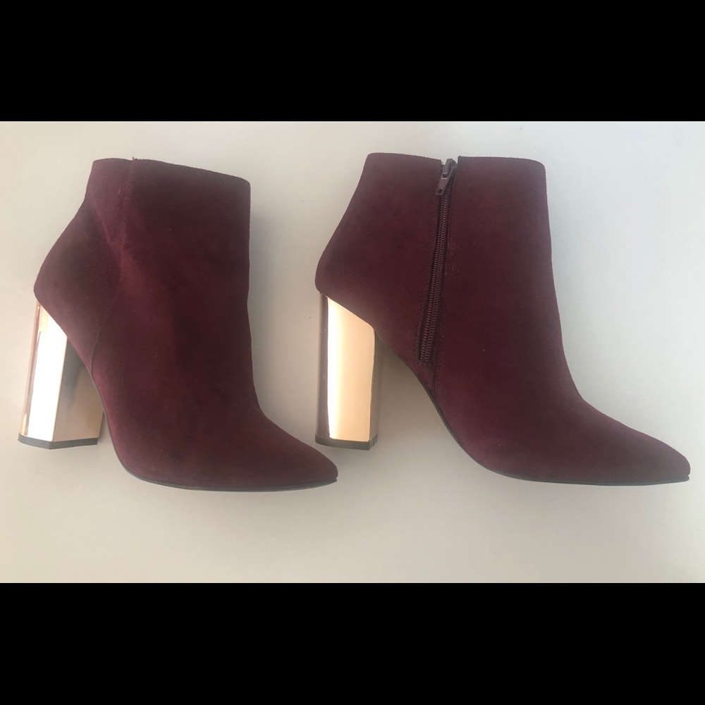 Charlotte Russe Ankle Zipper Boots maroon
